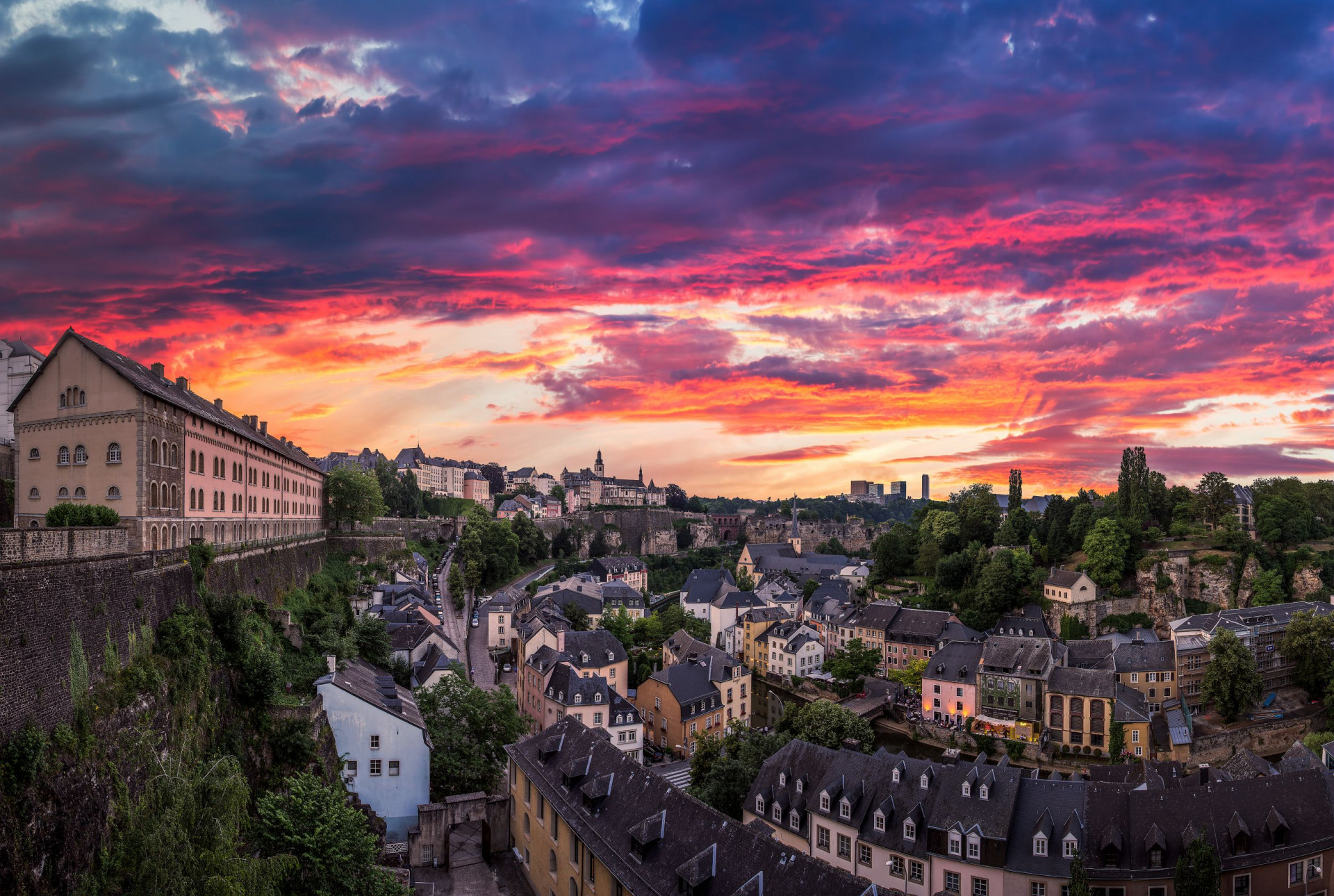 Luxembourg Grund at sunset
